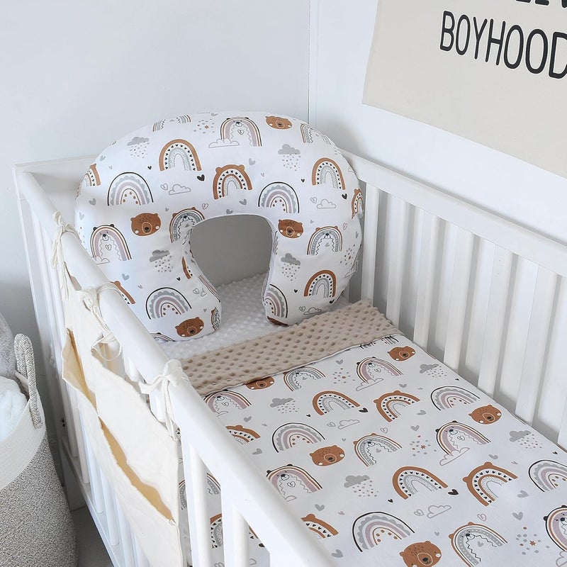 iEvolve Minky Nursing Pillow Cover Breast Feeding Pillow Cover Slipcover U Shape for Baby Boy Girl,Cover Only(RainbowBear) - Image 4